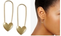 Lucky Brand Gold-Tone Heart Safety Pin Drop Earrings 